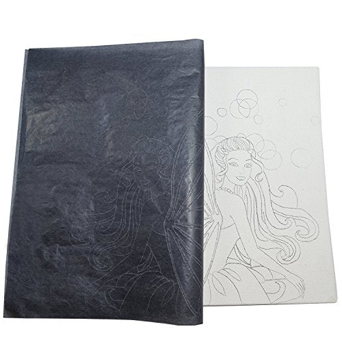50 Sheets Graphite Transfer Tracing Carbon Paper (9 x 13 Inch) - for Drawings and Photos onto Wood Fabric Metal Canvas Paper - Black