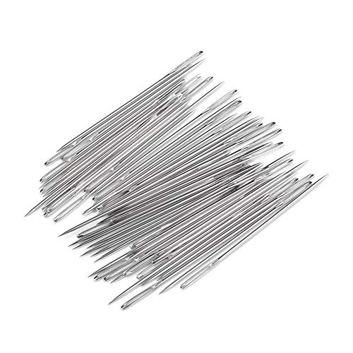 Craftdady 50Pcs Iron Big Eye Beading Sewing Needles for Stitching Crafting 52mm Long - size: 1.25mm thick, 52mm long