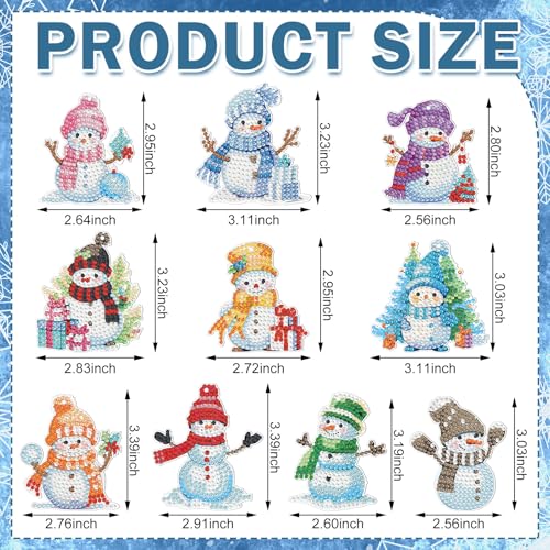 Skylety 20 Pcs Christmas Diamond Art Ornaments Snowman Painting, Colorful - color: Colorful