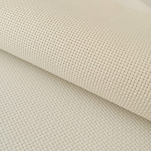 19" x 28" 18CT Counted Cotton Aida Cloth Cross Stitch Fabric (Antique White) - color: Antique White