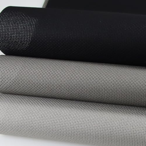KCS 3 pc of 15" x 18"(38cmx45cm) Counted Cross Stitch Cotton Aida Cloth Needlework Rolled Fabric Box,14CT,Medium Grey+Dark Grey+Black - color: Medium Grey+dark Grey+black, size: 14CT
