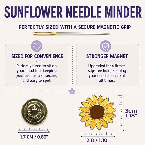 The Quilted Bear Magnetic Needle Minder, Small, Sunflower - color: Sunflower