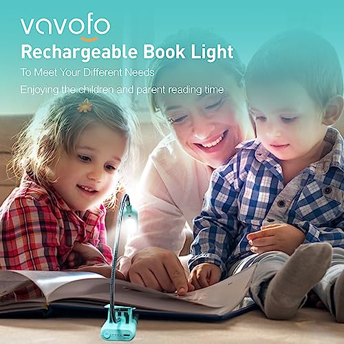 VAVOFO Rechargeable Book Light, Blue Light Blocking, Amber 1600K Clip On Reading Light, Eye Care 7 LEDs Kids Book Light for Reading in Bed with Power Indicator for Bookworms (Green) - size: 1-Pack Green