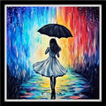 Fanxvivy Counted Cross Stitch Kits for Adults 11CT Unprinted Cross-Stitch Patterns Embroidery Kits Easy Cross Stitching Needlepoint Kits-The Girl Holding an Umbrella 18x18 inch - color: DIYcraft11
