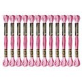 12 Skeins Embroidery Floss, Colorful Embroidery Floss 6 Strands Polyester Variegated Gradient Rose Cross Stitch Thread for Sewing, Gradient Rose Pink - color: Gradient Rose Pink