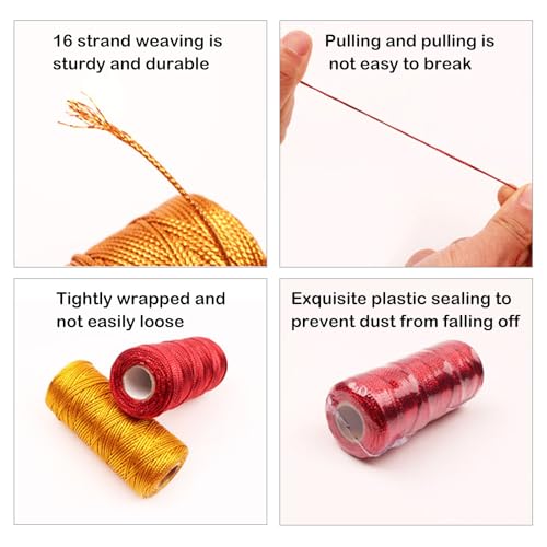 1.5mm Metallic String Decorative Metallic Bakers Twine Metallic Thread Rope for Craft Jewelry Making DIY Christmas Ornament Hanging Decoration, 3 Color B, 330 Yard - color: 3 Color B