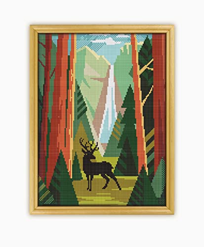 Yosemite National Park CS420-2 - Counted Cross Stitch KIT#2 Prime. Set of Threads, Needles, AIDA Fabric, Needle Threader, Embroidery Clippers and Printed Color Pattern Inside. - size: Cross Stitch KIT #2 PRIME