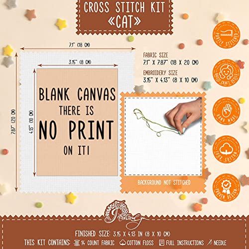 Povitrulya Cat Cross Stitch Kit for Beginners - color: Cat