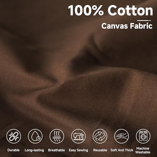 Simple&Opulence 100% Cotton Canvas Fabric 10oz. 59 Inch by The Yard, Nature Duck Fabric Textile Medium Weight for Painting, Sewing, Crafts, Embroidery, Bag, Handmade Home Decor(1 Yard, Brown) - color: Brown, size: 1 Yard