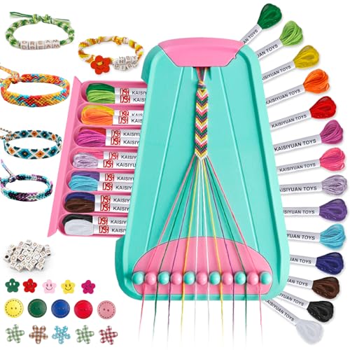 Maynacs Friendship Bracelet Making Kit for Girls 8-12, 28 Pre-Cut Threads - color: LightBlue/Pink