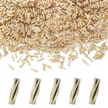 1400pcs 2x7mm Golden Glass Bugle Beads Tube Twisted Seed Beads for Earring Bracelet Necklace Jewelry DIY Craft Making AAA - color: Golden