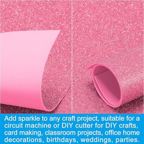 PATIKIL Watermelon Red Shiny EVA Glitter Foam Sheet 11.8 x 7.9 Inch 2mm Thick Sparkle EVA Glitter Felt for Crafts DIY Project, 5 Pcs - color: Watermelon Red