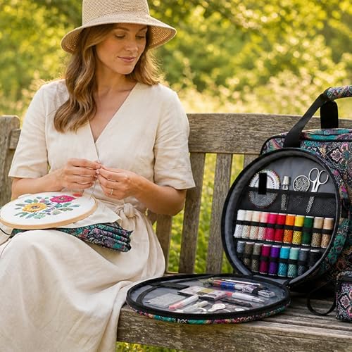 Embroidery Bag, 3-in-1 Modular Set with Organizer Pockets