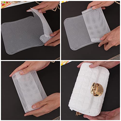 EXCEART Crochet Bag Making Plate Plastic Mesh Canvas Sheet for Purse Making Supplies Bag Shaper Insert Cut-to-Size DIY Grid Sheet with Holes for Weaving Knitting Sewing 17.91 X 16.33 in
