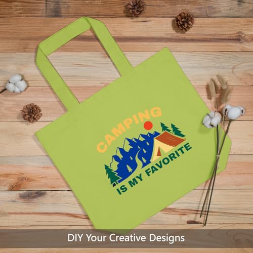 TOPDesign 1-Pack Super Strong Large 12oz Cotton Canvas Tote Bag, Reusable Grocery Shopping Cloth Bag, Fashionable Two-Tone Tote for Crafts, DIY Your Creative Designs - color: Light Green
