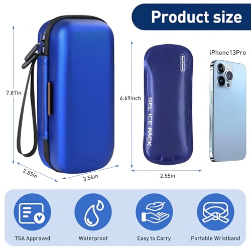 Medineed Portable Insulin Cooler Travel Case, 2PCS Ice Packs, Solid Blue - color: Blue-No Temp