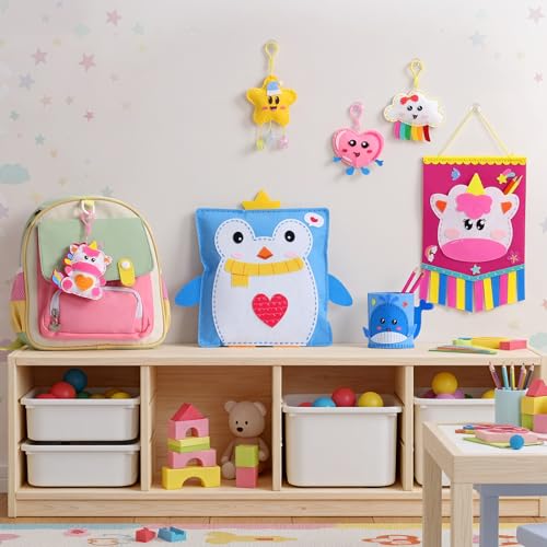 Felt Sewing Crafts for Kids Ages 4-12, 10 DIY Projects Kids Sewing Kit - color: animal organizers felt sewing kits
