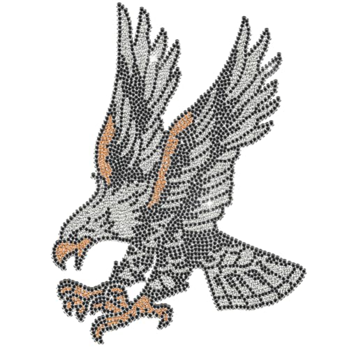 1 Pc Eagle Pattern Iron on Rhinestones Transfer, Bling DIY Patch Clothing Repair Applique T-Shirt Vest Shoes Hat Jacket Decor Clothing DIY Accessories - color: Eagle