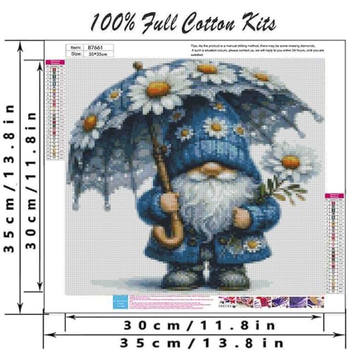 DYAIANGMU Gnome Stamped Cross Stitch Kit for Adults 13.7x13.7 inches - color: Y124