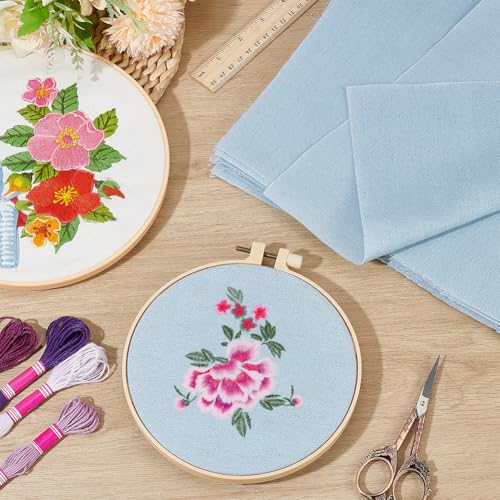 BENECREAT 20 Sheets Linen Embroidery Fabric, 9.8x9.8 Inch Square Stitch Embroidery Cloth, Aqua Needlework Fabric for Garments Embroidery Cloth - color: Aqua
