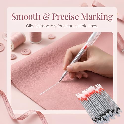 54 Pcs Leather Marking Pen Silver Fabric Markers Pens Temporary Clothes Marking Pens 4 Pcs Pen with 50 Pc Silver Leather Markers Refills for Sewing DIY Dressmaking Quilting Supplies