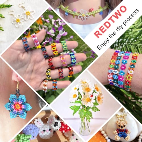 Redtwo 4mm Glass Beads for Jewelry Making, 24 Colors Bracelet Making Kit - size: 4mm