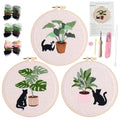 Myfelicity Punch Needle Kit for Adults, Beginners, Cat and Greenery Patterns, Includes Punching Needle Supplies - color: Cat