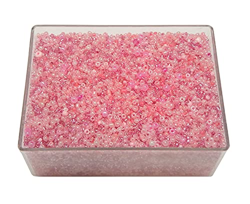 Perlin Glass Seed Beads 2mm 3mm 4mm Round Pony Beads Pack of 3000 Mixed Size, Colour Mix for Jewelry Making Earrings Bracelets Pendants Waist DIY Handmade (Pink) - color: Pink