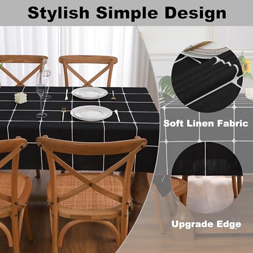 Gernaice Plaid Cotton Linen Rectangle Tablecloth 36” x 55” Black - color: Black, size: 55" x 36" (Rectangular)