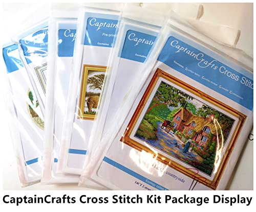 CaptainCrafts Cross Stitch Kits for Adults Stamped 11CT Cats Pattern - color: Cats Mother and Sons Travel Together, style: Stamped