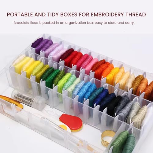 Huacan 36 Colors Embroidery Thread Kit Full Starter Tools with Storage Box - color: 36 Color（53 Pcs）