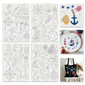 BENECREAT 4Sheets 55Pcs Water Soluble Embroidery, 11.7x8.3inch Summer Ocean Navigation Pattern Transfers Water Soluble Stabilizer for Embroidery Stick and Stitch Embroidery Designs - style: Ocean Navigation