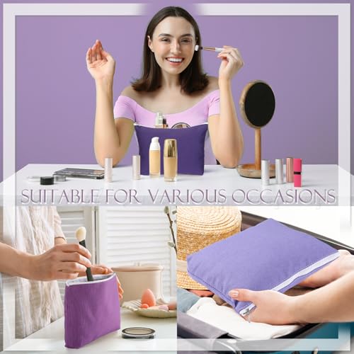 Reginary 10 Pcs Canvas Makeup Bags Bulk Blank Cosmetic Bags,Purple - color: Purple