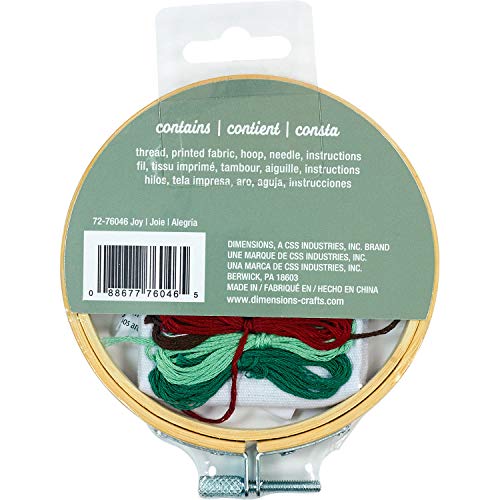 Dimensions Needlecrafts Joy Wreath Christmas Kit, 4'' Embroidery Hoop - color: Joy Wreath