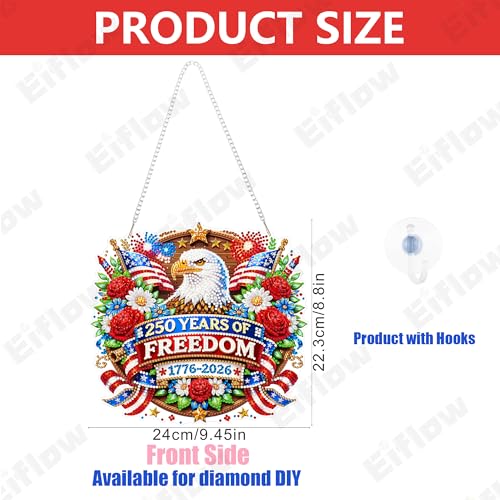 Eiflow Acrylic Diamond Art Hanging Kit for Adults, DIY Diamonds Painting Door Hanger Board Kit, Special Crystal Diamond Art Painting Pendant Ornament (250years) - color: 250years