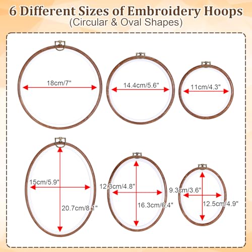 OwnMy 6 Embroidery Hoops with Hanging Rings, Embroidery Frames for Display