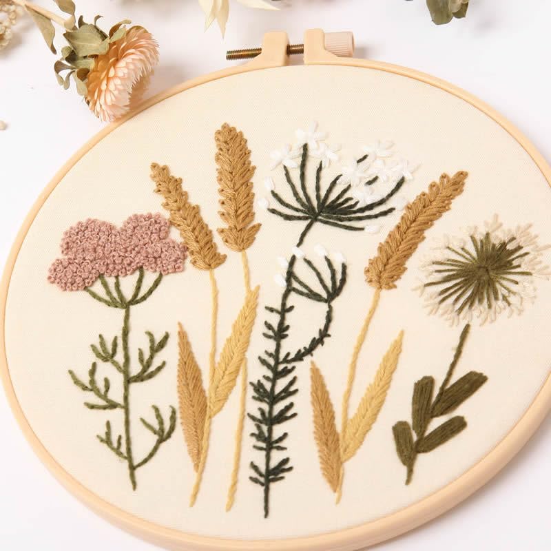 artcici Embroidery Kits Floral Plant Patterns for Beginners Adults, Full Range Embroidery Starter Kits Cross Stitch Needlework Supplies (Wild Flower) - color: Wild flower