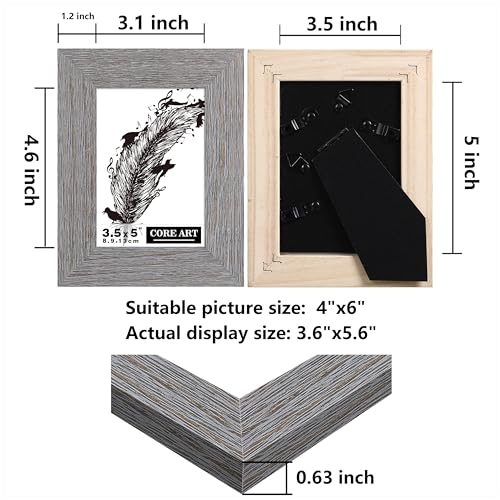 CORE ART 3.5x5 Picture Frame, Solid Wood Rustic Dark Gray - color: Dark Grey, size: 3.5x5 - 1 pack