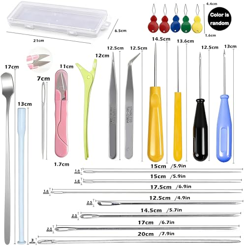 24PCS Candle Making Supplies with Plastic Storage Box Big Eye Long Wick Needle for Candles &Silicone Mold,Punch Needle with Hook Eye,Candle Tool Kit for Beginner,Wicks Placing Tube,Stirring Spoon - color: 24PCS