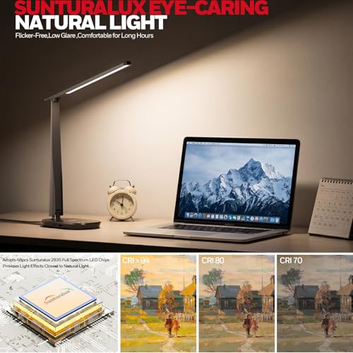 Honeywell LED Desk Lamp for Home Office Eye-Caring Dimmable Reading Light - color: Black