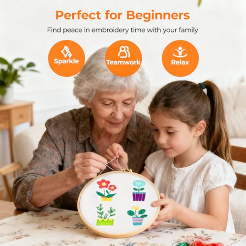 HTVRONT Sparkling Bead Embroidery Set, 3 Packs, for Senior Beginners - color: Potted Plant Mixed Embroidery