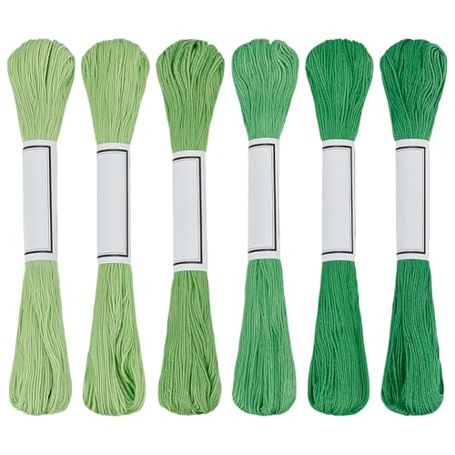 FREEBLOSS 6Pcs Sashiko Thread Sashiko Skein 6 * 50M Pure Cotton Embroidery Thread Japanese Sewing Threads Quilting & Embroidery Sewing Kit Supplies 6 Green Theme Colors - color: Light Green