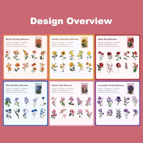 60 Pcs Floral Stickers for Scrapbooking and Journaling - color: Vibrant Harvest