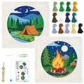 BEUNITONE 2PCS Punch Needle Kits for Adult Beginners with Pre-Print Pattern - color: 12-Camping