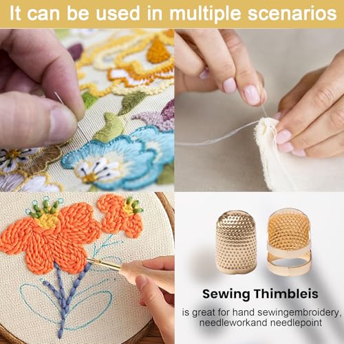 1 Pcs Adjustable Metal Sewing Thimble Finger Protector Open Top Ring Thimble Fingertip Shield for Quilting Embroidery Hand Sewing Tool(Copper, S) - color: Copper|S