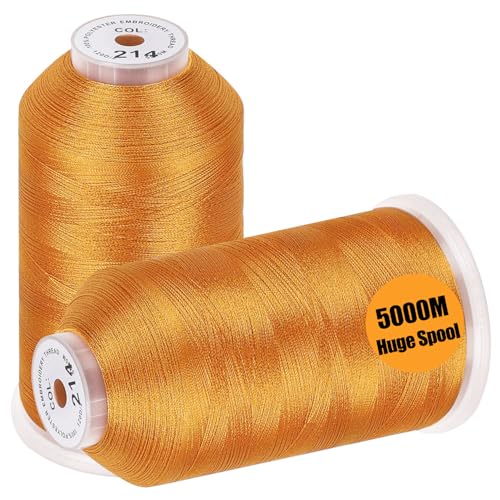 New brothread 2 Huge Spools Embroidery Machine Thread - Deep Gold - color: Deep Gold-214
