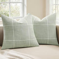 2 Packs Grid Embroidery Throw Pillow Covers 22x22in Sage Green - color: Light Sage Green, size: 22" x 22" (Pack of 2)