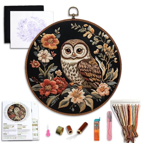 GOLDEN SMILE Owl Embroidery Kit for Adults Beginners