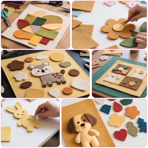 7" x 11" Felt Sheets Fabric for Crafts, 10 Pieces Soft Brown Thick Stiff Craft Fabric Felt Paper Pads Sheets Pack for DIY Sewing Craft Patchwork Art Projects