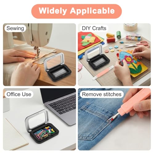 Magnetic Needle Holder Case, 3 Pack Sewing Needle Organizer Box with Snap Closure and Threader, Pin Storage Case for Sewing, Quilting and Crafts